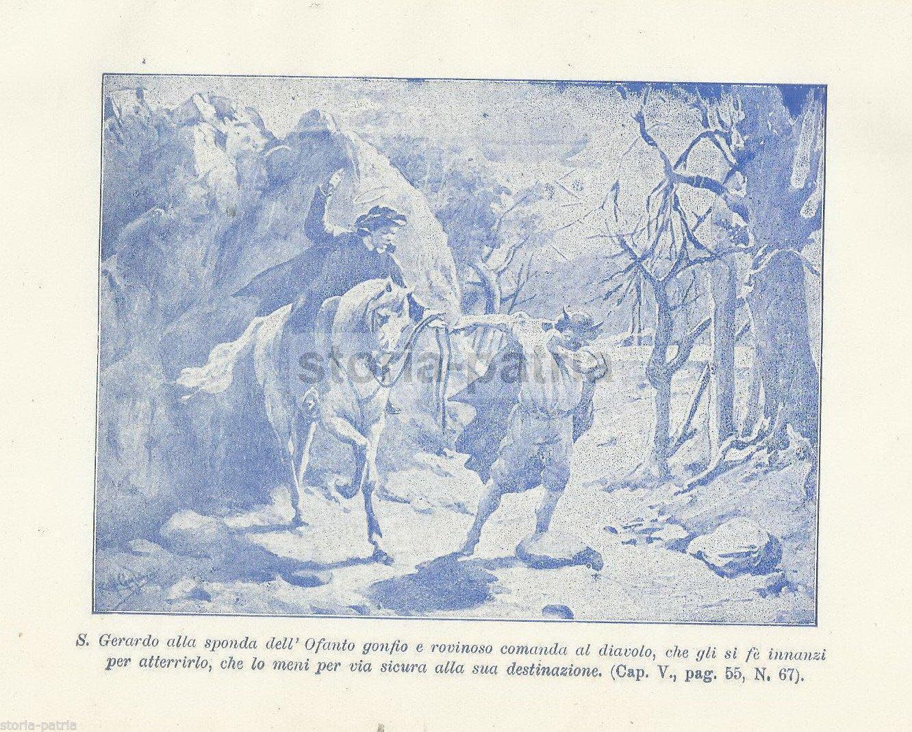Agiografia, S Gerardo, Antica Stampa Devozionale, Lotta Col Diavolo, Puglia, Ofanto immagine 1