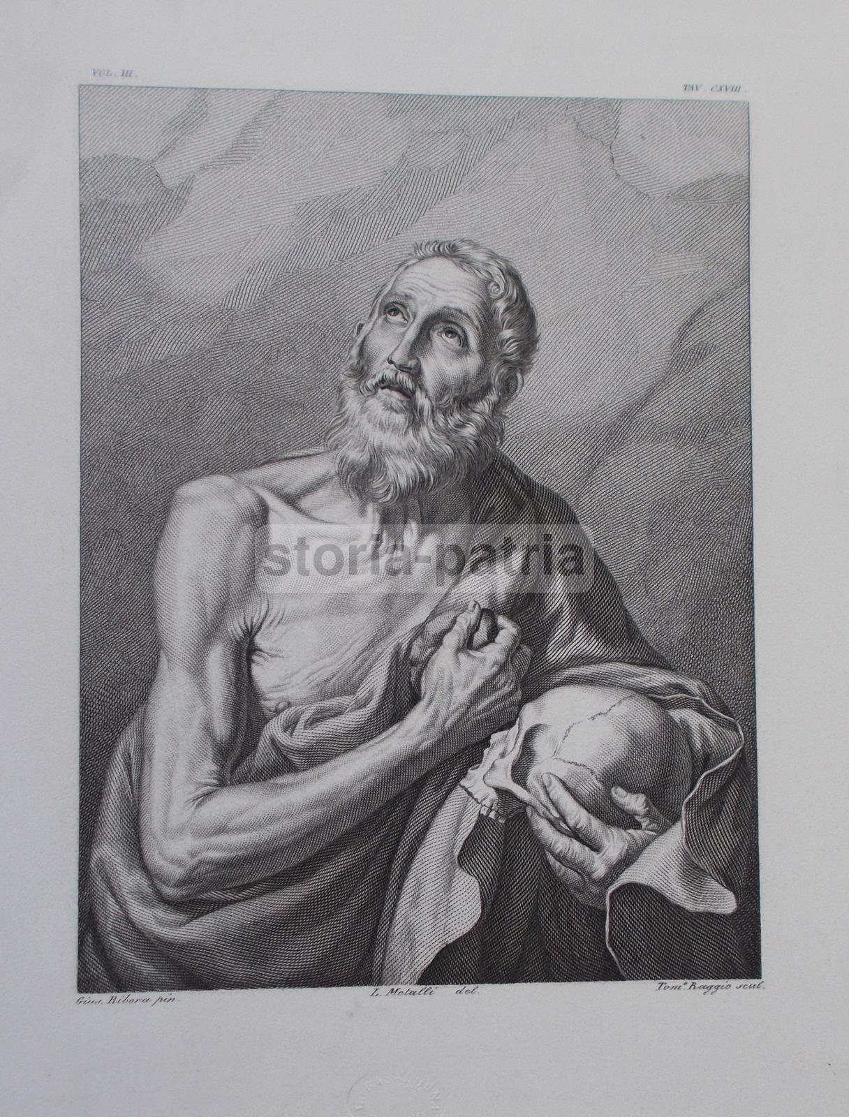 Antica Stampa Devozionale, San Girolamo, Ribera, Artisti Raggio E Metalli, Basadonna immagine 2