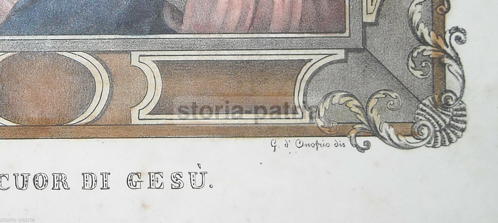 Antica Stampa Popolare Devozionale, Arte Napoletana, Donofrio, Sutera, Colorata, 800 immagine 1