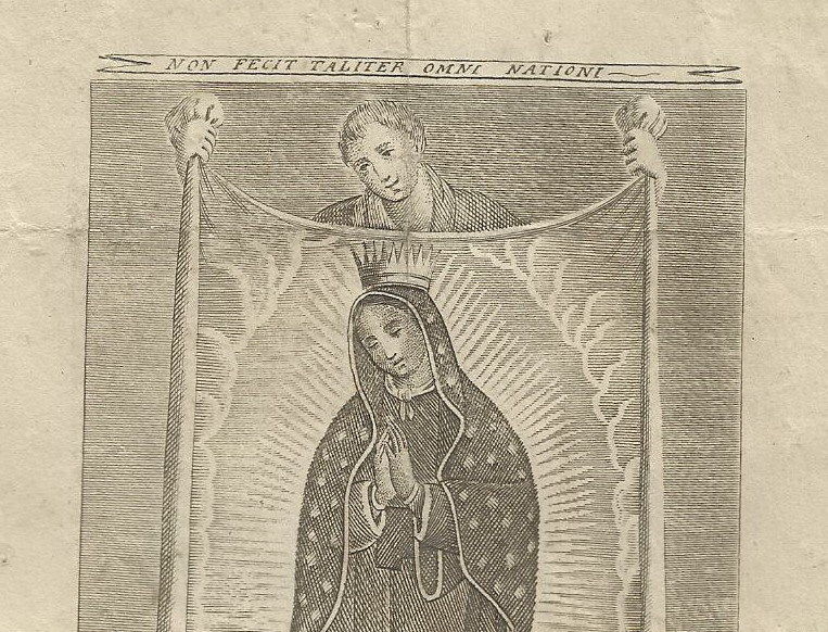 Antica Stampa Popolare Devozionale, Napoli, Madonna Di Guadalupe, Messico, Scafa, 800 immagine 1