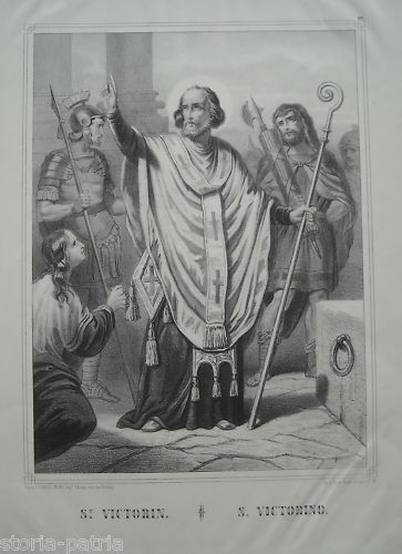 Antica Stampa Popolare Devozionale, San Vittorino, Edizione Turgis, Litografia, 800 immagine 1