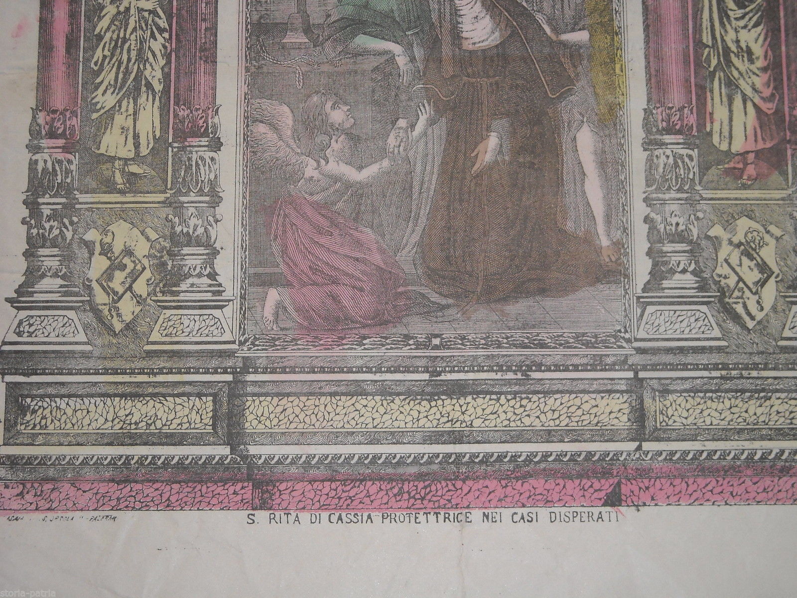 Antica Stampa Popolare Devozionale, Santa Rita, Bella Iconografia, Da Collezione immagine 1