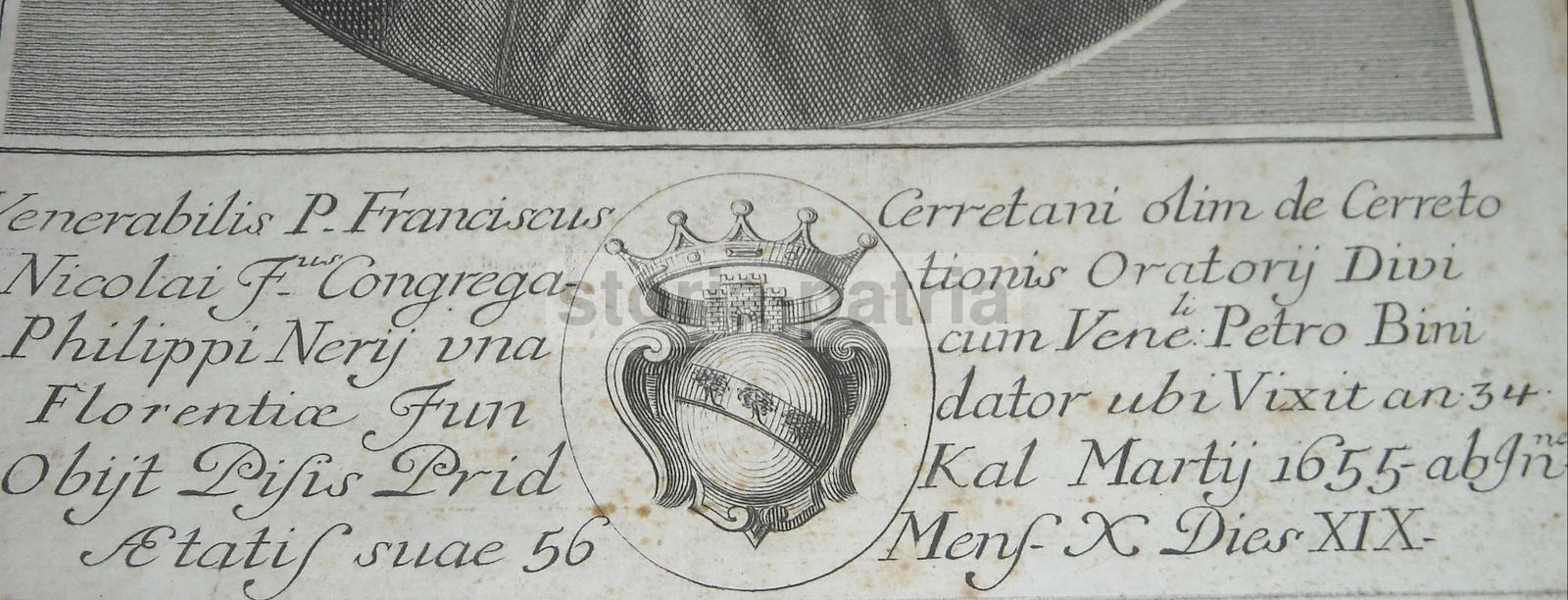 Antico Raro Ritratto, Incisione Da Collezione, Firenze, Pisa, Bini, Filippo Neri immagine 1