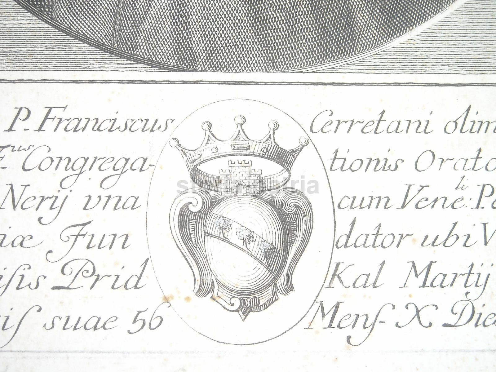 Antico Raro Ritratto, Incisione Da Collezione, Firenze, Pisa, Bini, Filippo Neri immagine 3