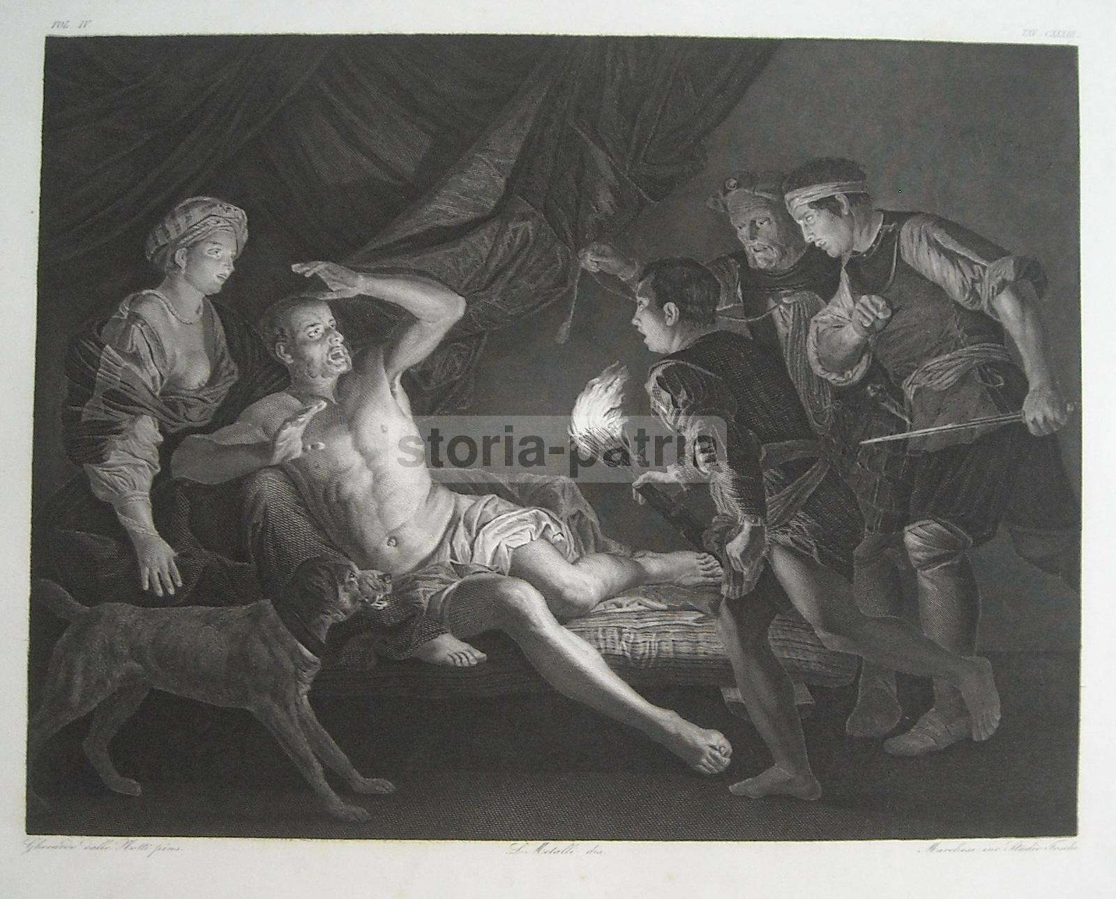 Arte Antica, Gherardo Delle Notti, Sansone, Filistei, Magnifica Incisione, Marchesi immagine 1