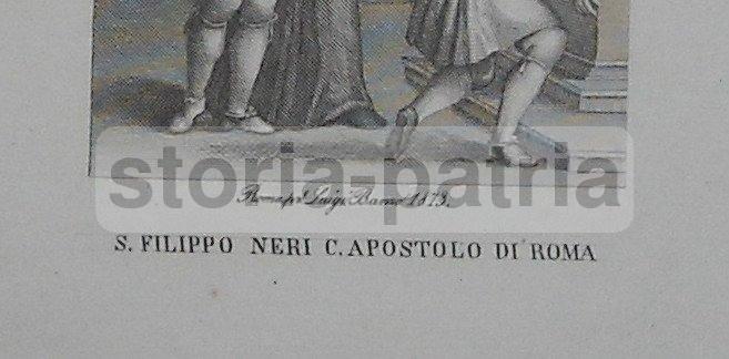 Arte, Antica Stampa Devozionale, Artista Incisore Banzo, Roma, S Filippo Neri, 1873 immagine 2