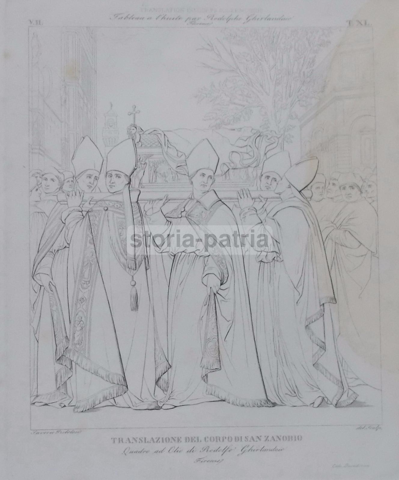 Arte, Antica Stampa Devozionale, San Zanobio, Traslazione, Ghirlandaio, Pistolesi, 800 immagine 3