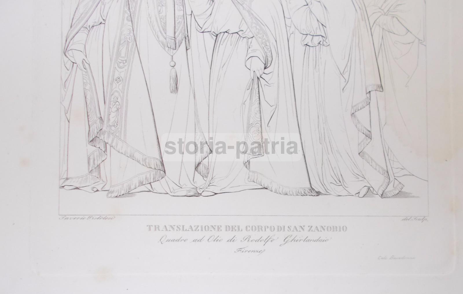 Arte, Antica Stampa Devozionale, San Zanobio, Traslazione, Ghirlandaio, Pistolesi, 800 immagine 4