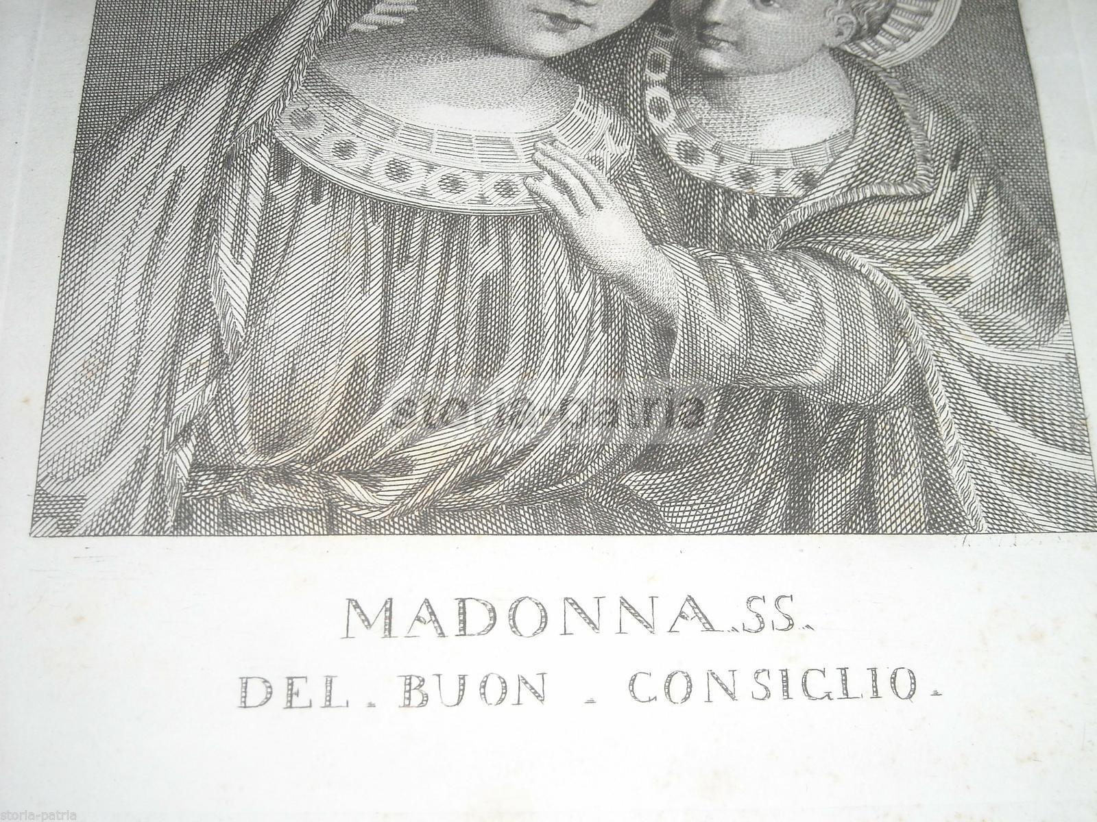 Arte, Antica Stampa Popolare Devozionale, Madonna Buon Consiglio, Bella Incisione immagine 1