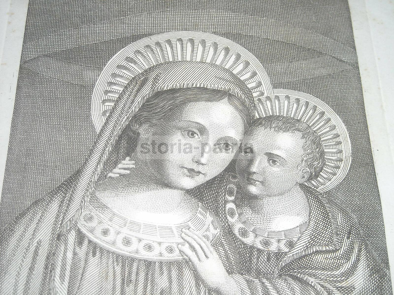 Arte, Antica Stampa Popolare Devozionale, Madonna Buon Consiglio, Bella Incisione immagine 2