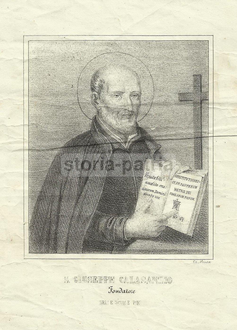 Arte, Antica Stampa Popolare Devozionale, S Giuseppe Calasanzio, Litografia Pensa immagine 1