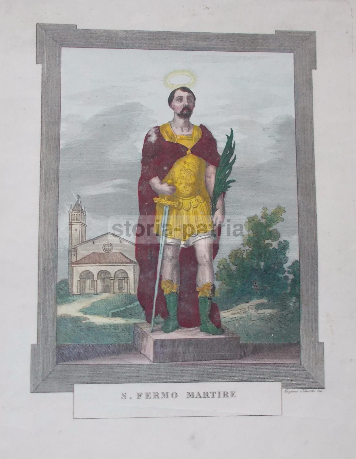 Arte, Antica Stampa Popolare Devozionale, San Fermo Martire, Incisore Silvestri immagine 1