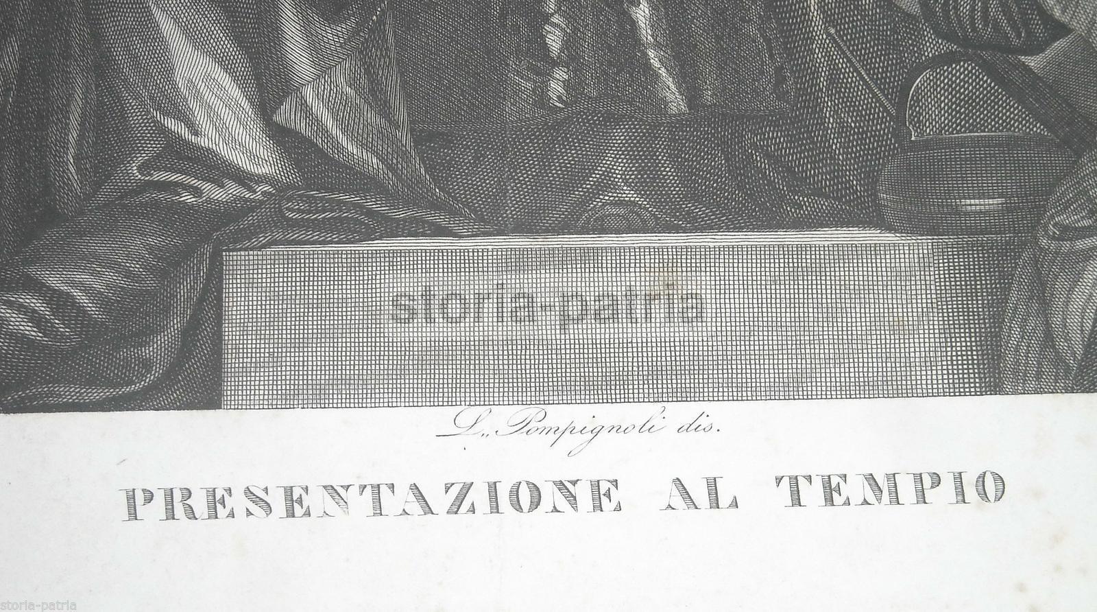 Arte Antica, Veronese, Pompignoli, Incisore Dala, Vita Di Gesu, Tempio, Antica Stampa immagine 1