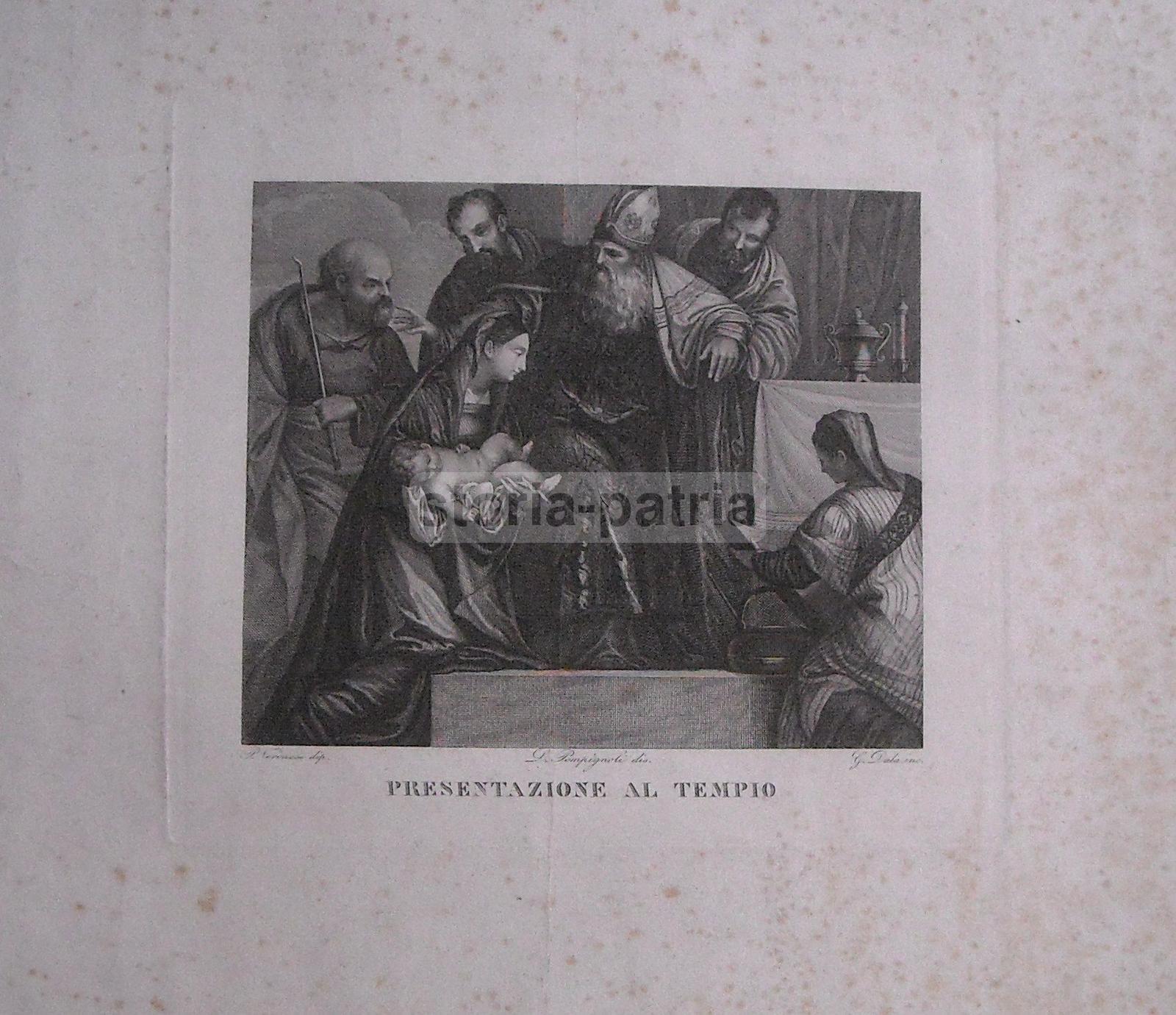 Arte Antica, Veronese, Pompignoli, Incisore Dala, Vita Di Gesu, Tempio, Antica Stampa immagine 3