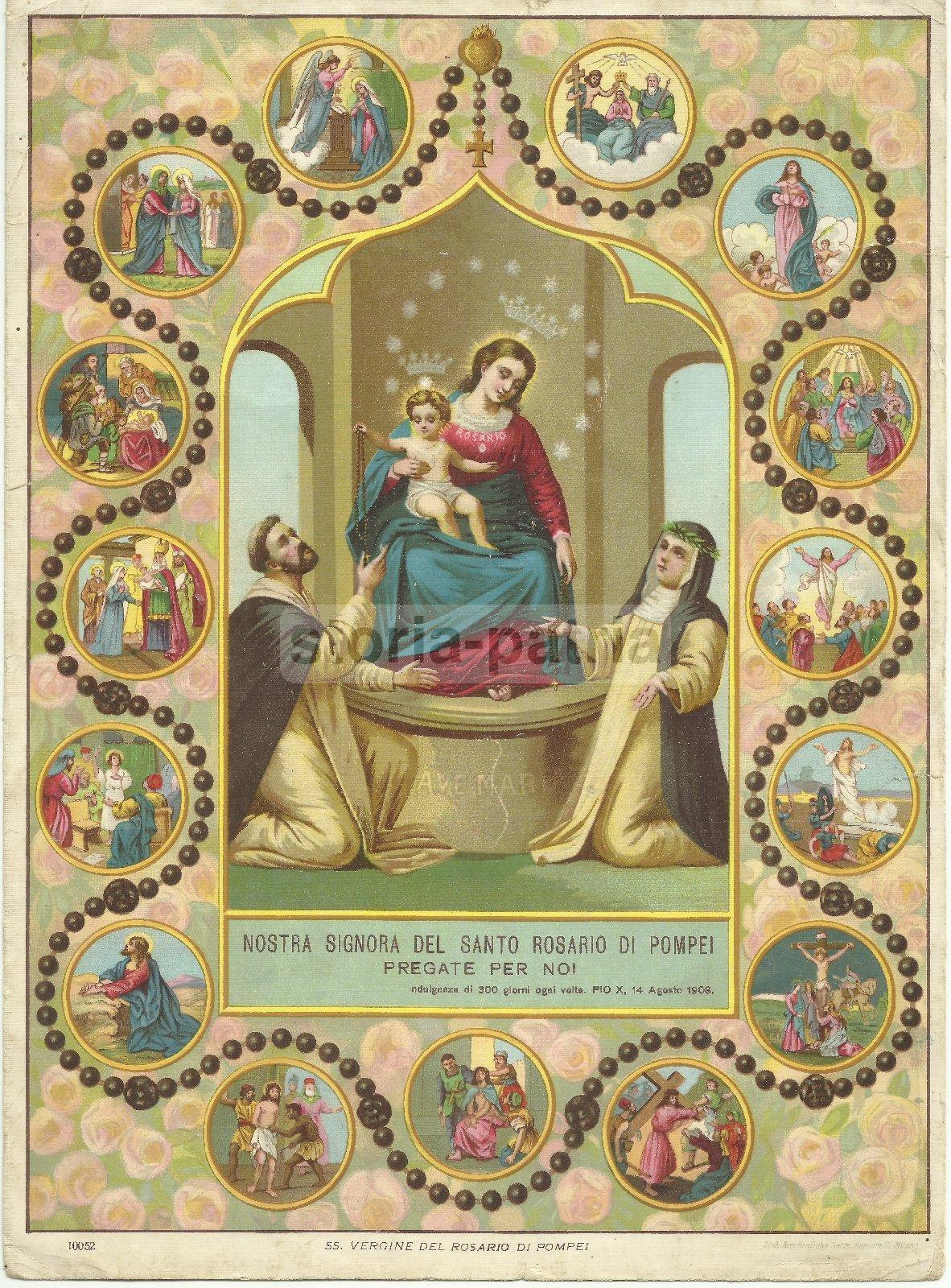 Arte Devozionale, Bella Stampa Popolare Meridionale, Pompei, Madonna Del Rosario immagine 1