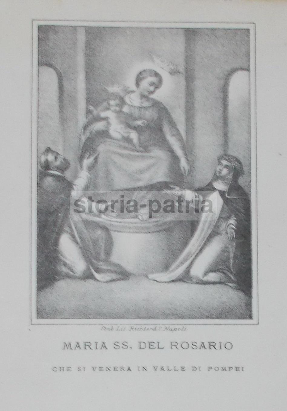 Arte Devozionale, Madonna Del Rosario, Pompei, Antica Litografia Richter, Napoli immagine 1