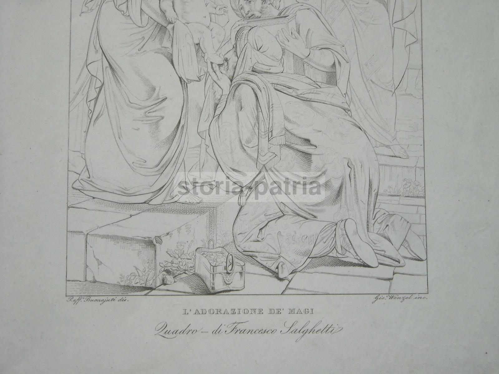 Arte, Nascita Di Gesu, Antica Incisione, Wenzel, Buonaiuti, Salghetti, Antica Stampa immagine 1