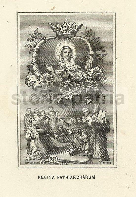 Arte Popolare Devozionale, Madonna E I Patriarchi, Bellissima Artistica Incisione immagine 1