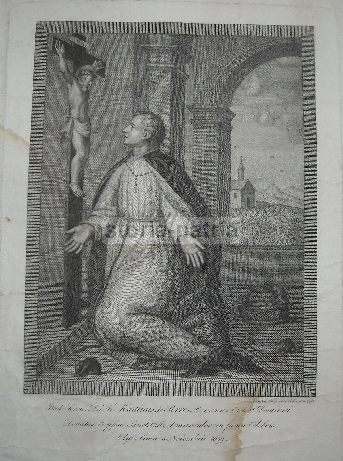 Arte Popolare Devozionale, Martino De Porres, Peru, Lima, Incisore Lazzarini, Topi immagine 1