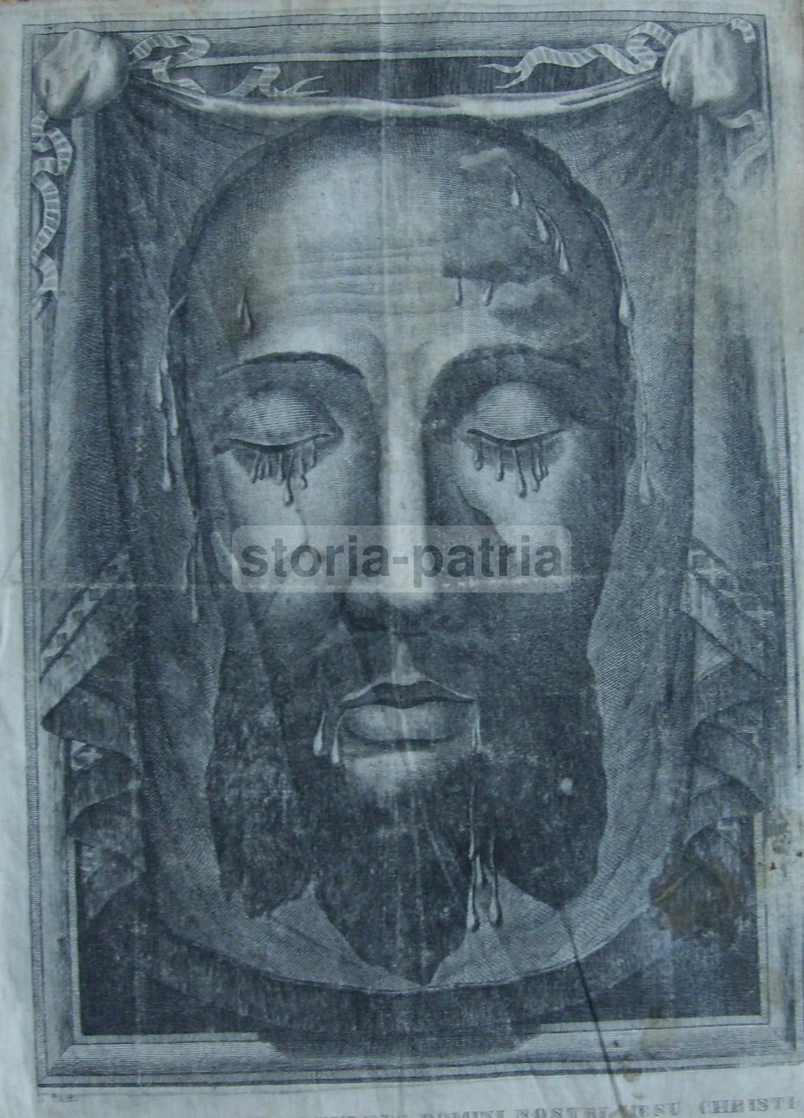 Arte Popolare, Passione Di Gesu, Volto Di Cristo, Banzo, Antica Stampa Devozionale immagine 1