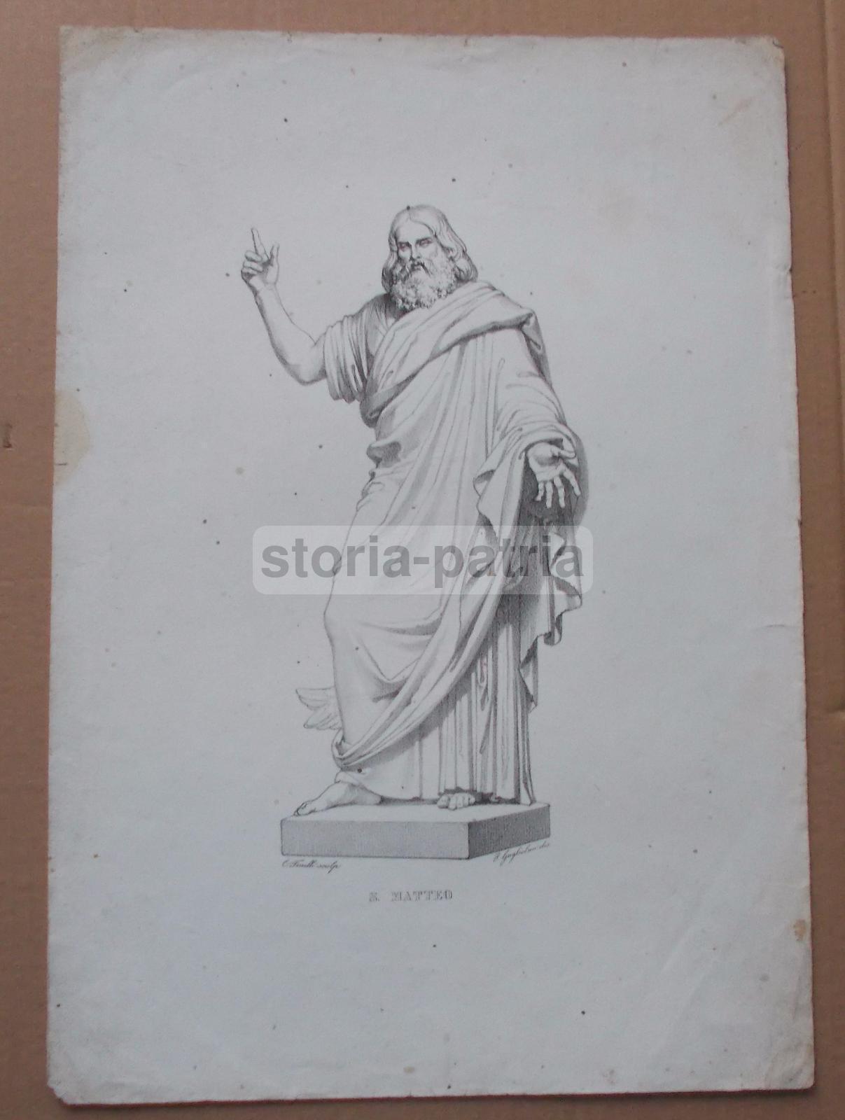 Arte, Scultura, Antica Stampa Devozionale, San Matteo, Scultore Finelli, Guglielmi immagine 1