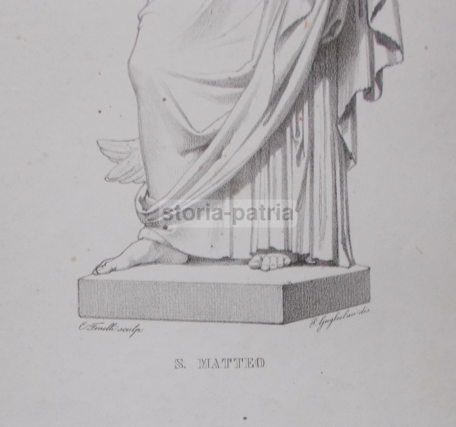 Arte, Scultura, Antica Stampa Devozionale, San Matteo, Scultore Finelli, Guglielmi immagine 2