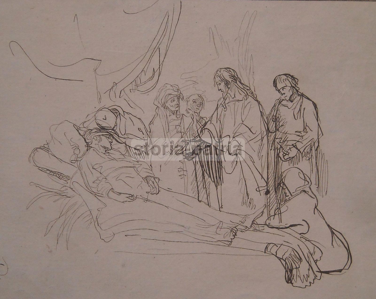 Arte, Suggestiva Antica Veduta, Gesu Davanti Ad Un Infermo, Rembrandt, Watts, 1765 immagine 2
