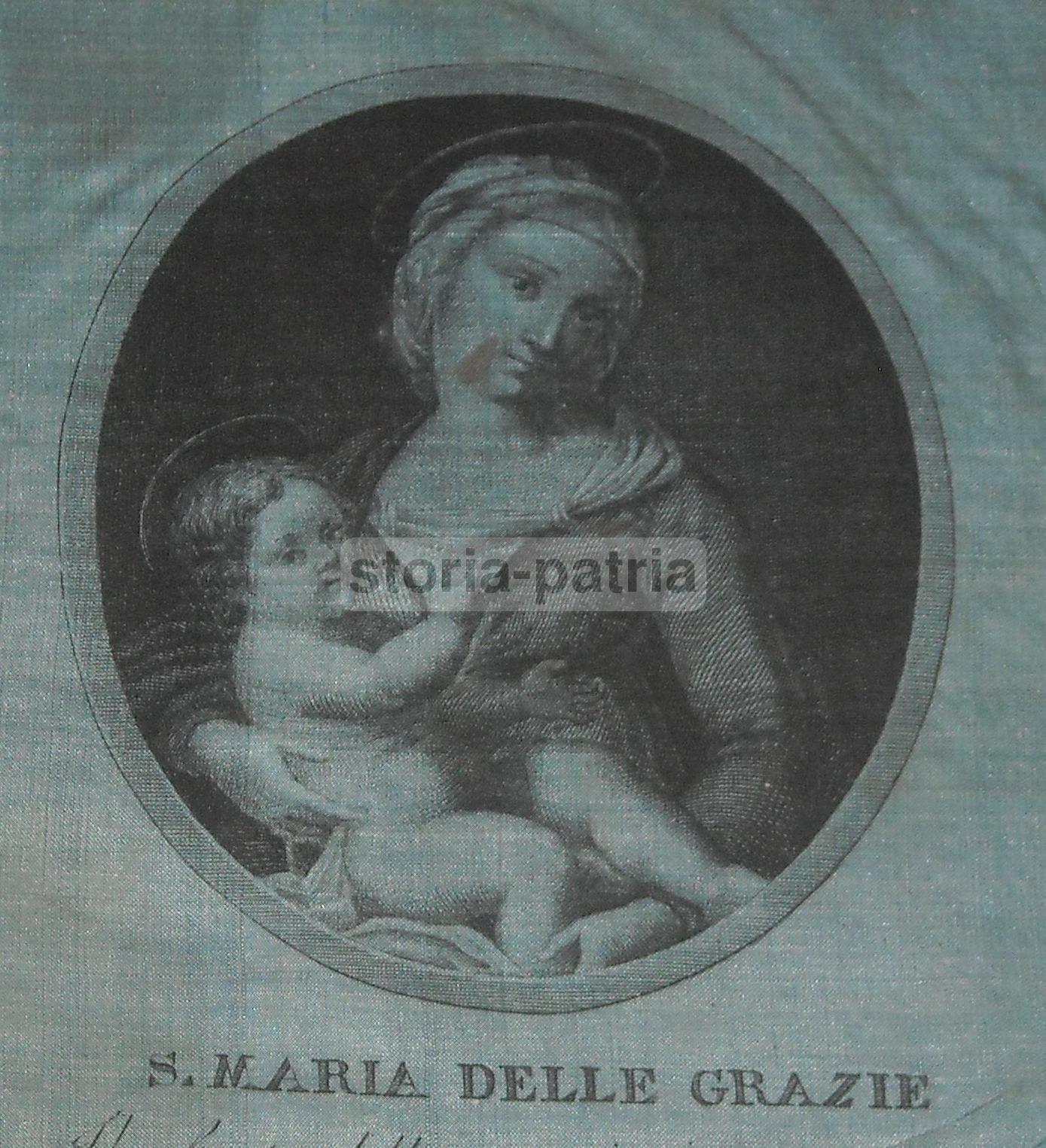 Campania, Antica Stampa Devozionale, Inusuale Incisione Su Tessuto, Da Collezione immagine 2