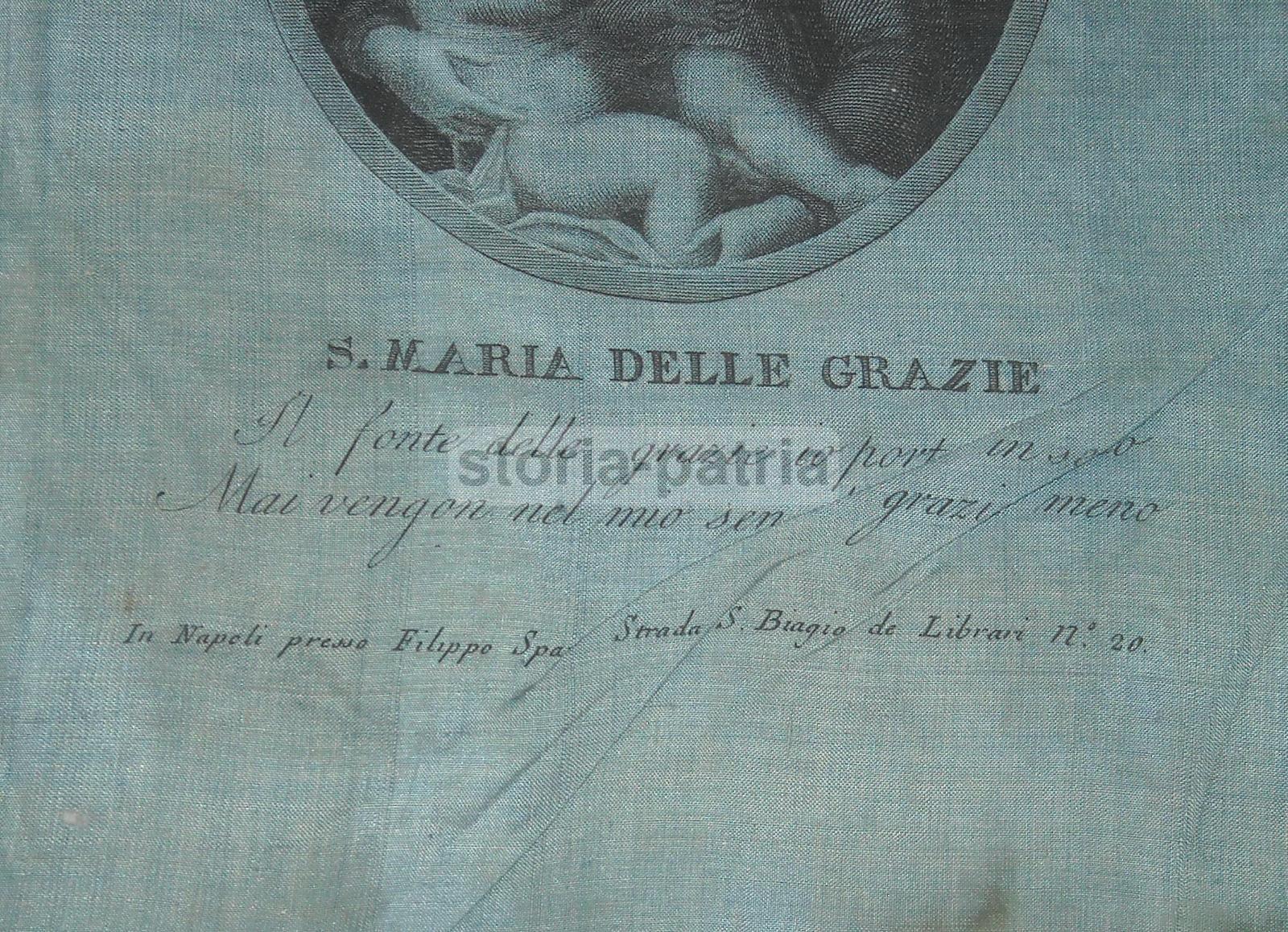 Campania, Antica Stampa Devozionale, Inusuale Incisione Su Tessuto, Da Collezione immagine 3