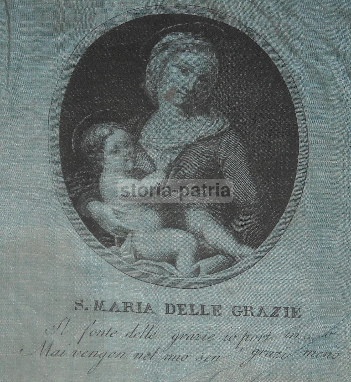 Campania, Antica Stampa Devozionale, Inusuale Incisione Su Tessuto, Da Collezione immagine 4