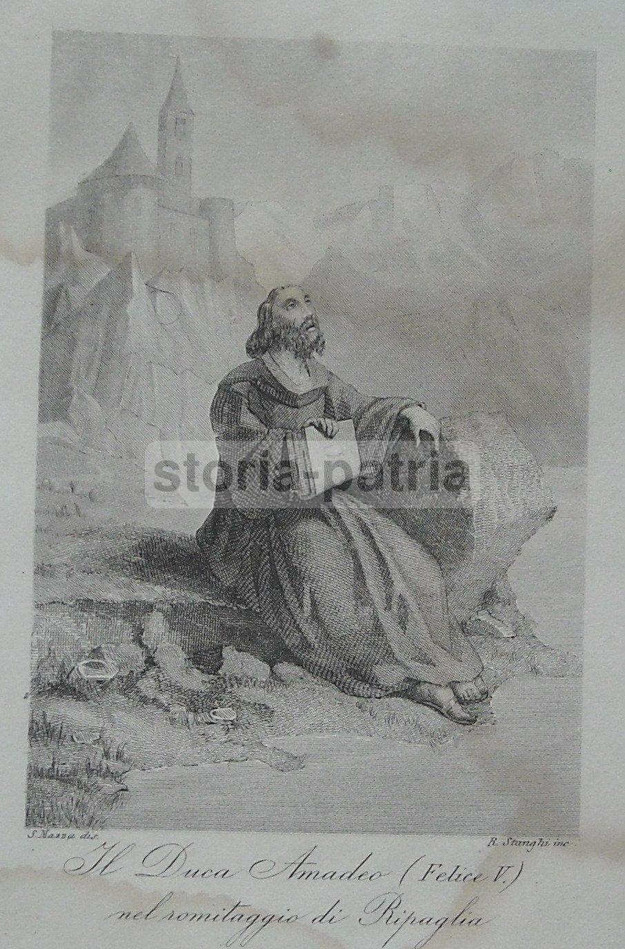 Ermitaggio, Savoia, Ripaglia, Duca Amedeo, Felice V, Antica Stampa, Mazza, Stanghi, 800 immagine 1