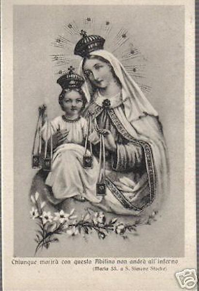 Madonna Con Bambino, S Simone Stocke, Abitino, Cartolina d'Epoca, Santino immagine 1