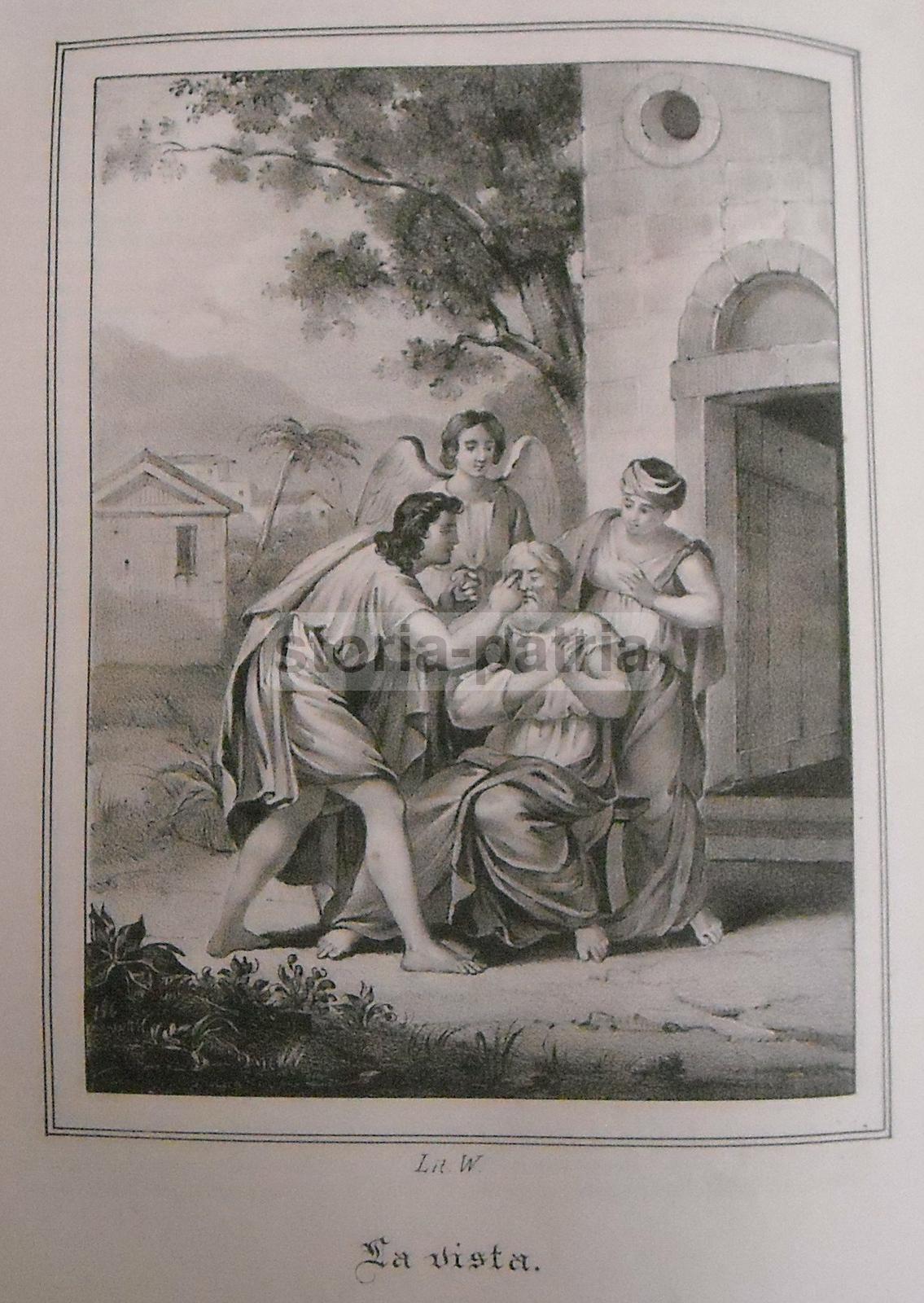Medicina, Oculistica, Vista, Cecita, Antica Stampa Biblica, Decorativa Litografia immagine 1