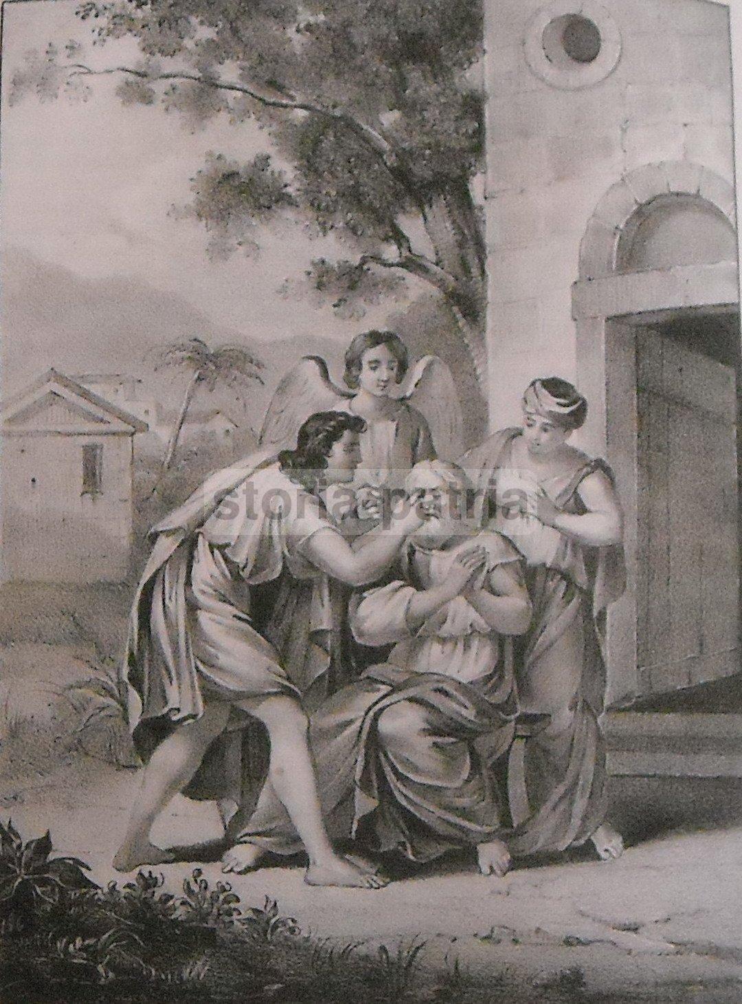 Medicina, Oculistica, Vista, Cecita, Antica Stampa Biblica, Decorativa Litografia immagine 2