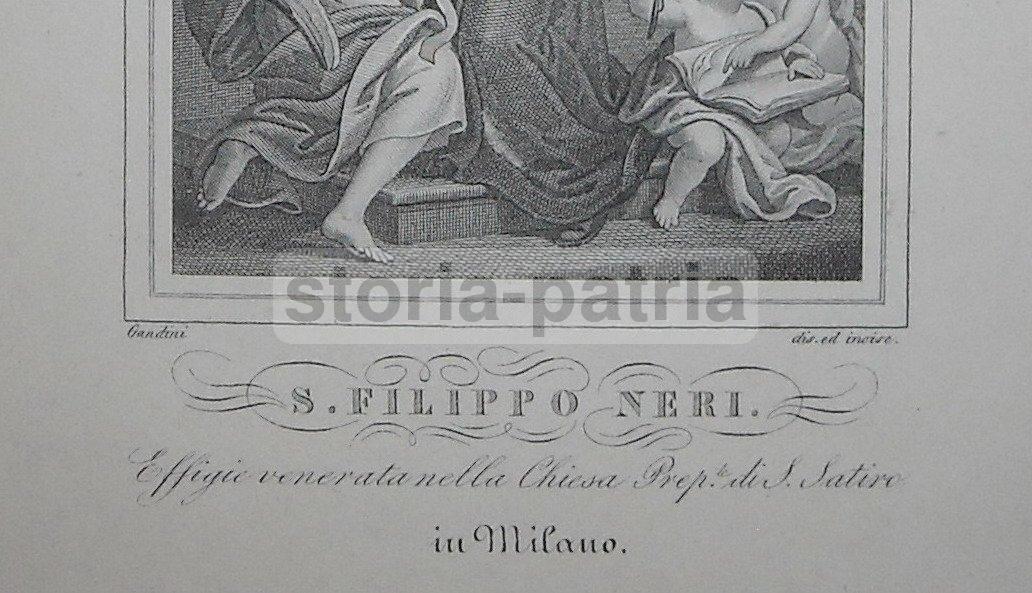 Milano, Chiesa S Satiro, Antica Stampa Devozionale, Incisore Gandini, Neri, 800 immagine 2