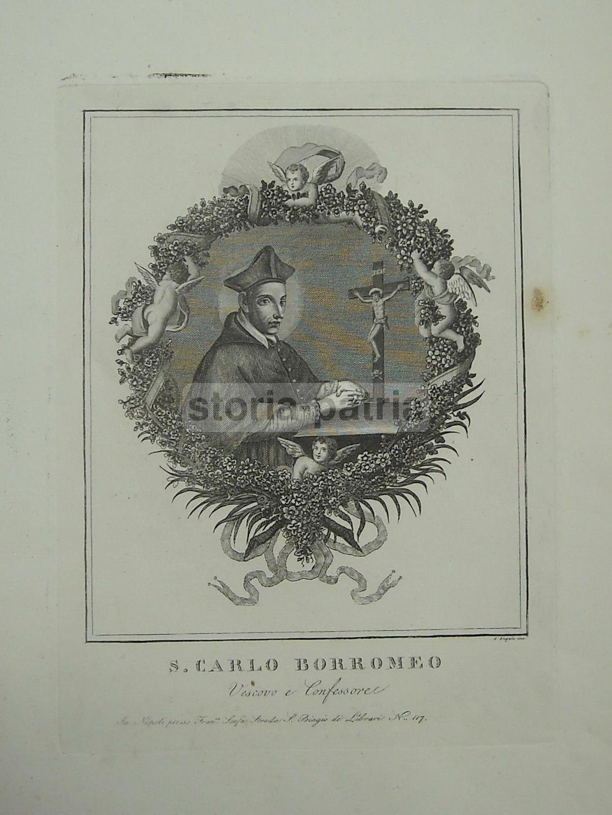 Milano, S Carlo Borromeo, Inusuale Antica Incisione, Napoli, Dangelo, Scafa, Rarita immagine 1