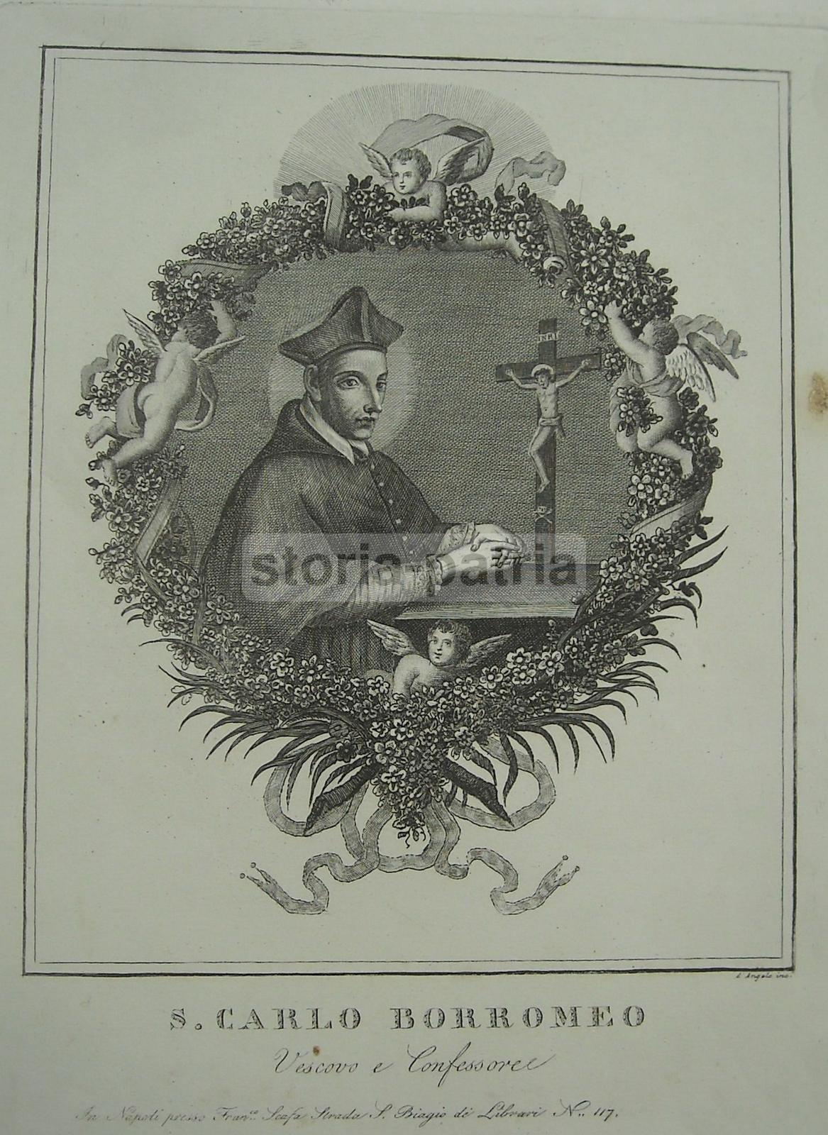 Milano, S Carlo Borromeo, Inusuale Antica Incisione, Napoli, Dangelo, Scafa, Rarita immagine 2