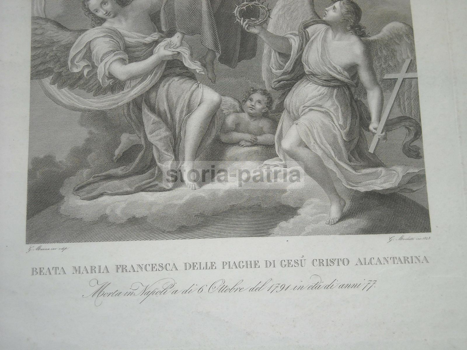 Napoli, Antica Stampa Devozionale, Alcantarini, Bella Iconografia, Mochetti, Manna immagine 4