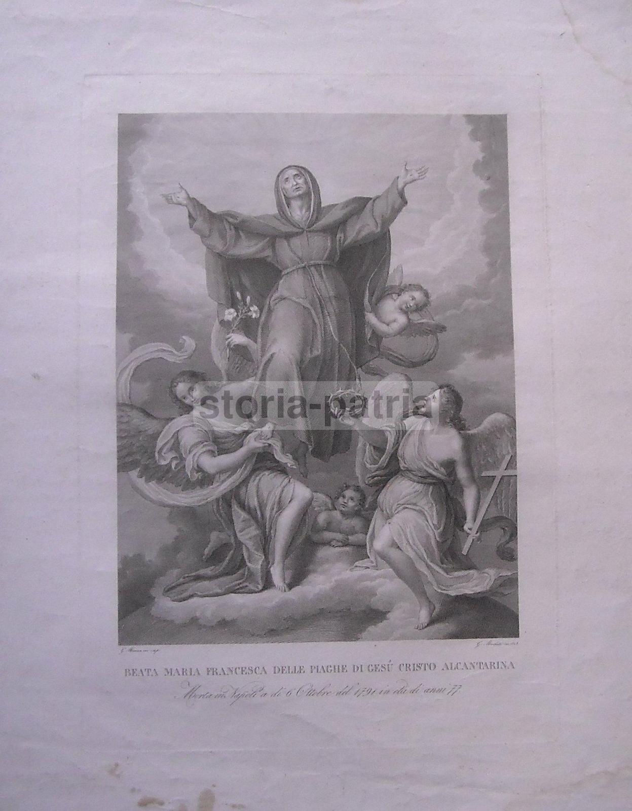 Napoli, Antica Stampa Devozionale, Alcantarini, Bella Iconografia, Mochetti, Manna immagine 5