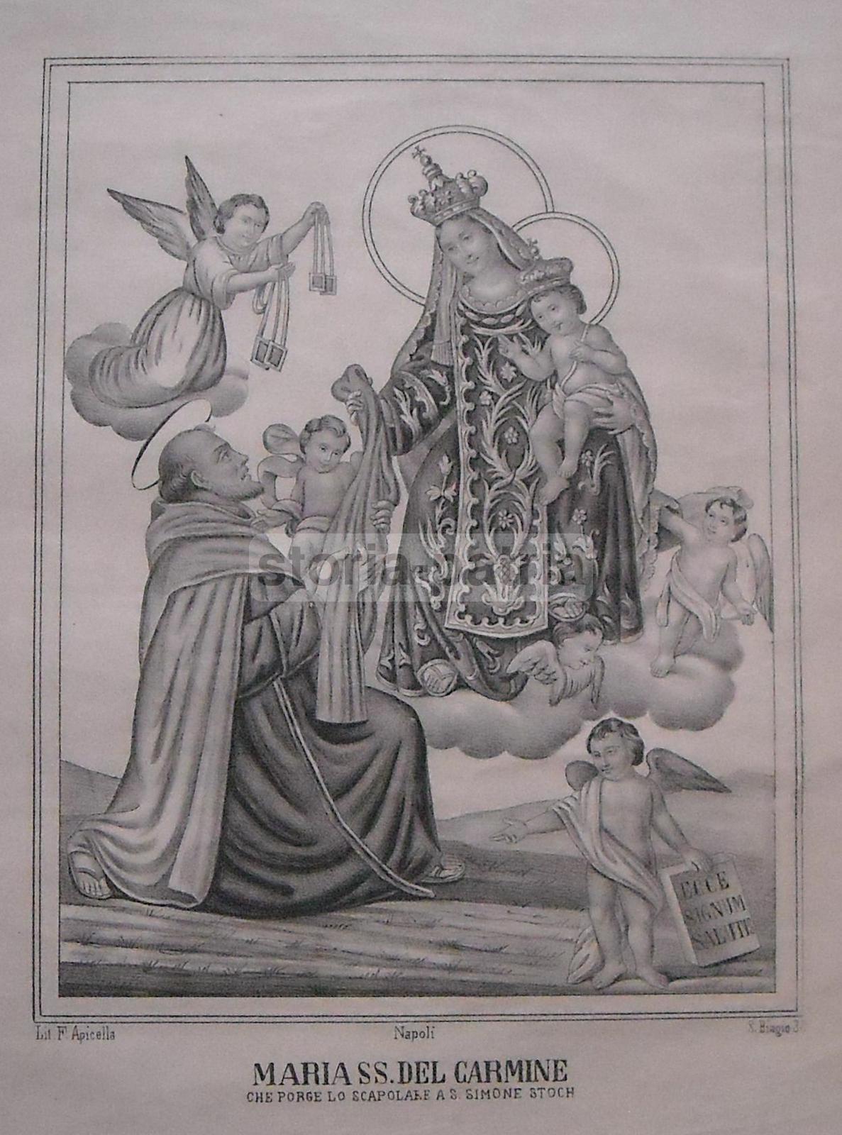 Napoli, Apicella Litografo, Antica Stampa Popolare, Madonna Carmine, S Simone Stock immagine 1