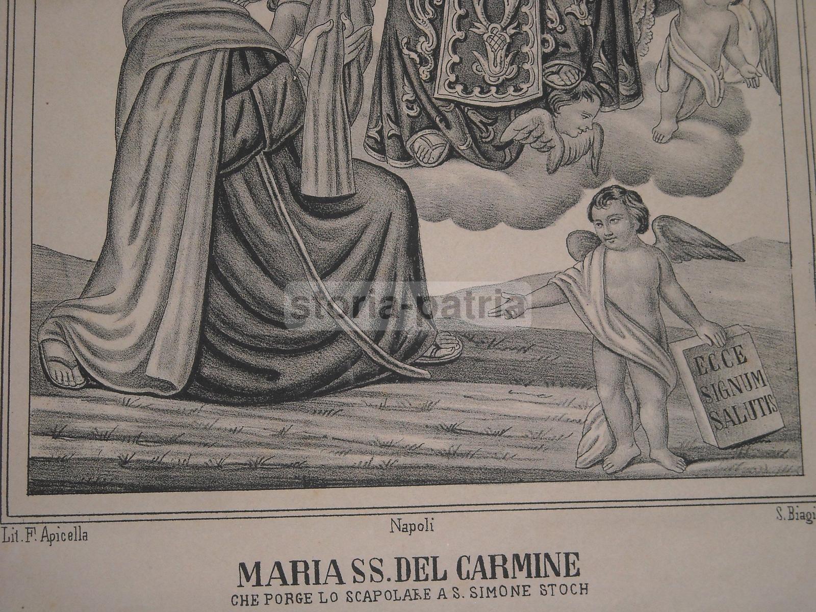 Napoli, Apicella Litografo, Antica Stampa Popolare, Madonna Carmine, S Simone Stock immagine 3