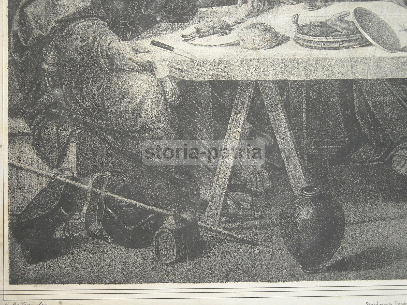 Napoli, Galvani, Grande Stampa Devozionale, Gesu A Tavola, Flachnecher, Bellini, Arte immagine 2