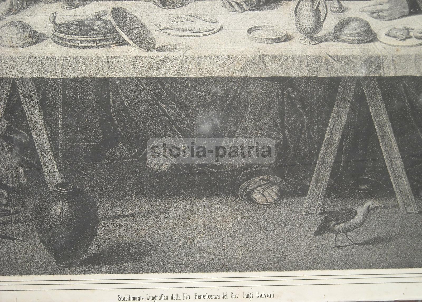 Napoli, Galvani, Grande Stampa Devozionale, Gesu A Tavola, Flachnecher, Bellini, Arte immagine 6