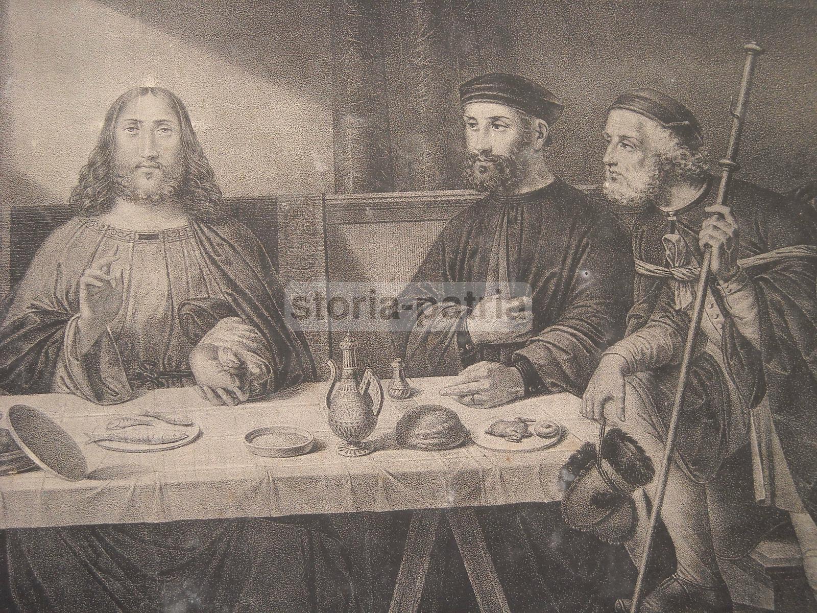 Napoli, Galvani, Grande Stampa Devozionale, Gesu A Tavola, Flachnecher, Bellini, Arte immagine 7