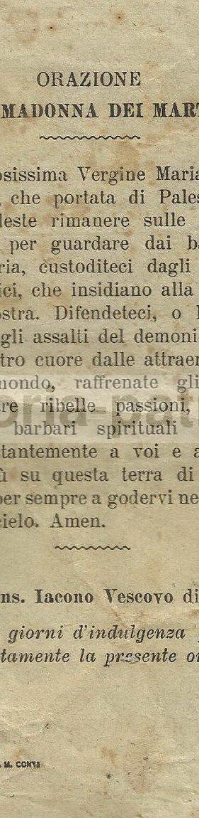 Puglia, Molfetta, Antica Stampa Popolare Devozionale, Frati Minori, Vescovo Iacono immagine 2