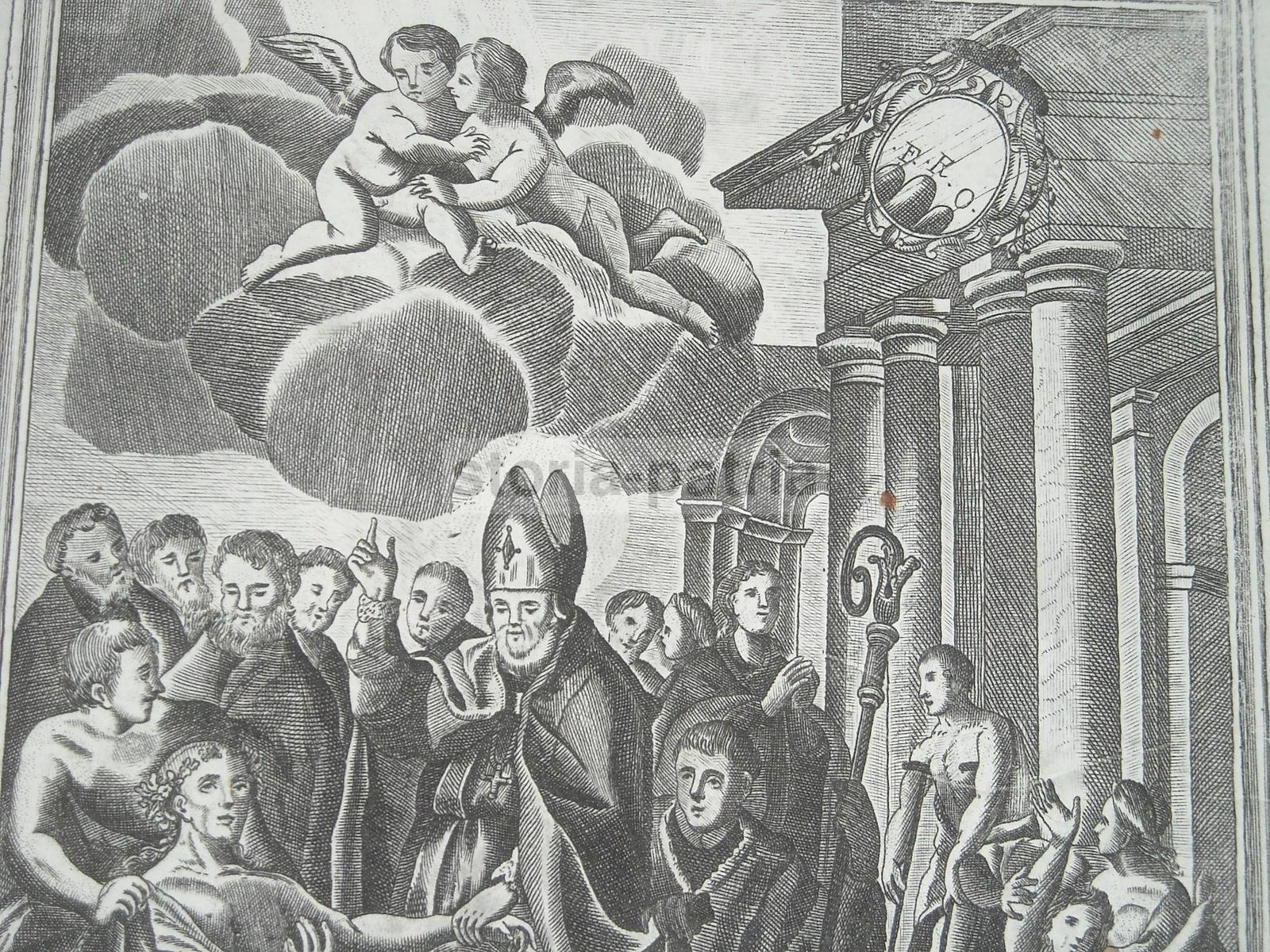 Rara Antica Stampa Popolare Devozionale, S Marciano, Papa Leone, Acerra, Vecchioni immagine 2