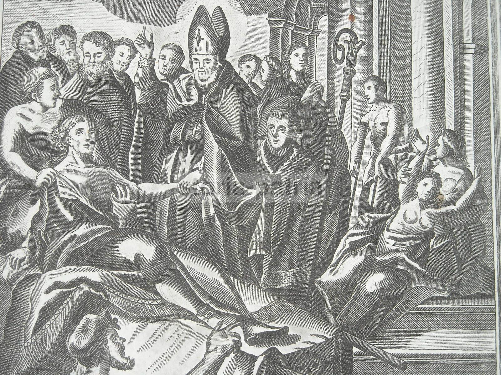 Rara Antica Stampa Popolare Devozionale, S Marciano, Papa Leone, Acerra, Vecchioni immagine 3