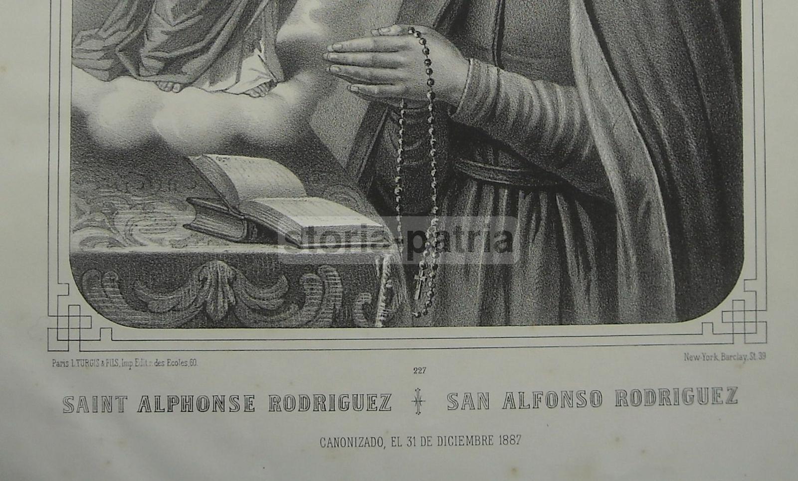 S Alfonso Rodriguez, Bella Antica Iconografia Devozionale, Rosario, Spagna, Lito immagine 3