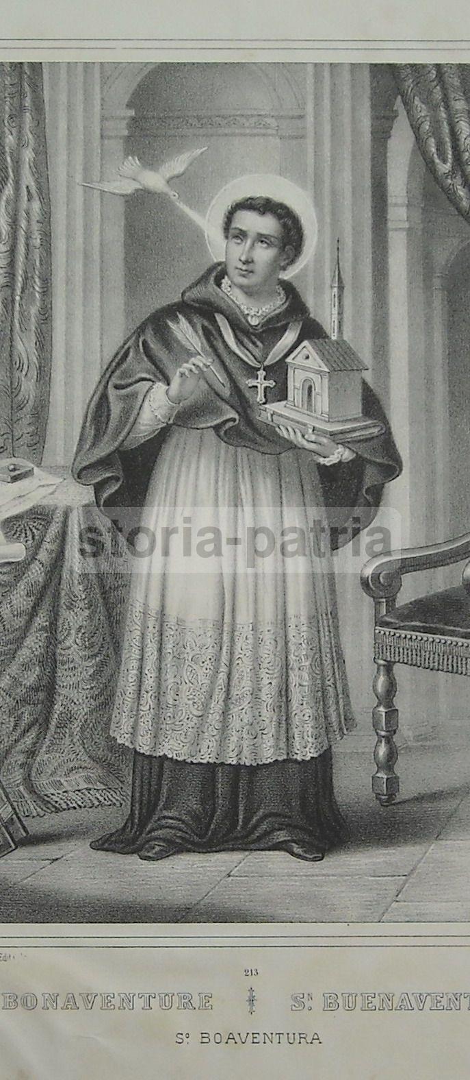 S Bonaventura, Interessante Stampa Devozionale, Antica Litografia, Bagnoregio, 800 immagine 1
