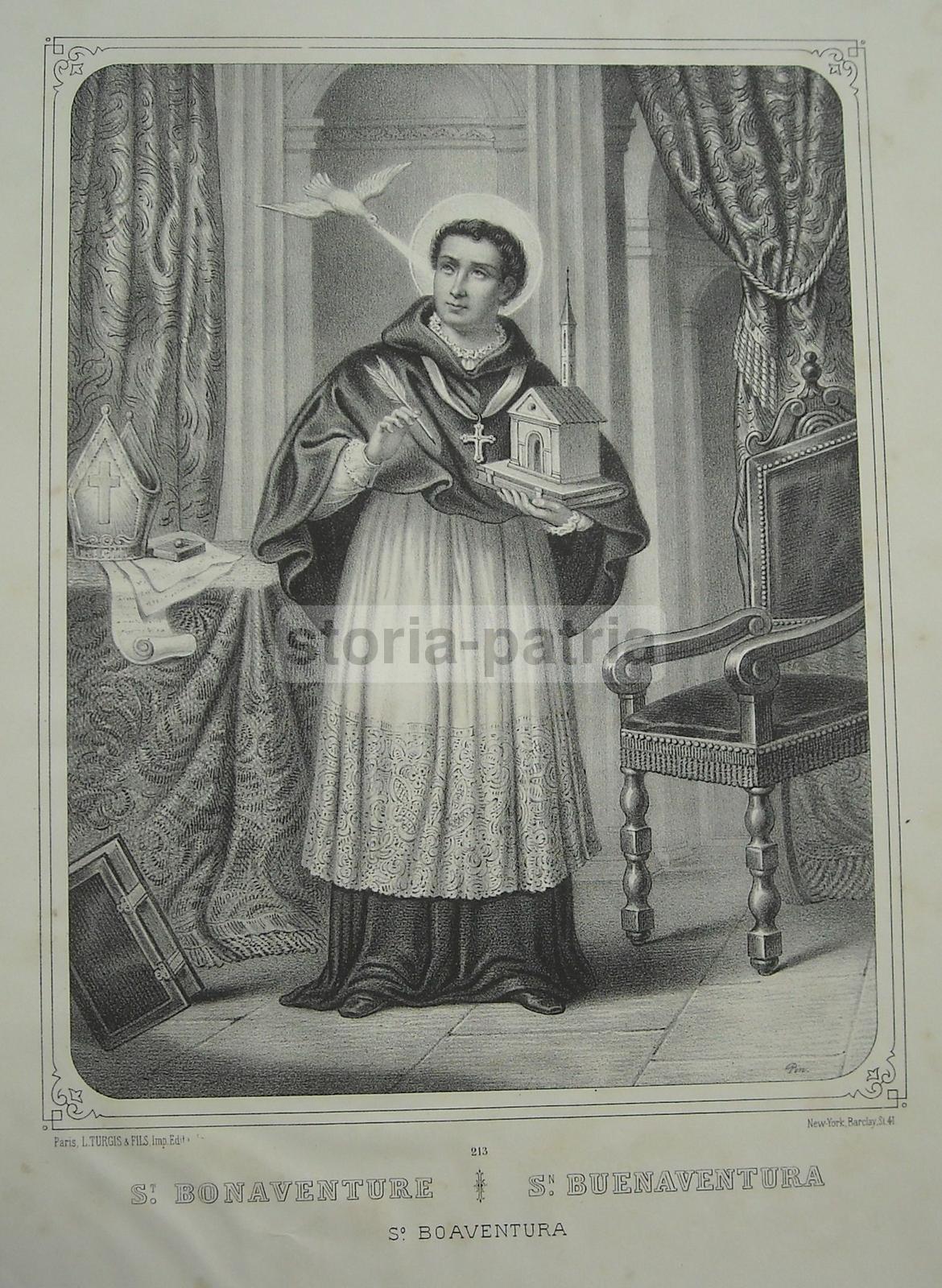 S Bonaventura, Interessante Stampa Devozionale, Antica Litografia, Bagnoregio, 800 immagine 2